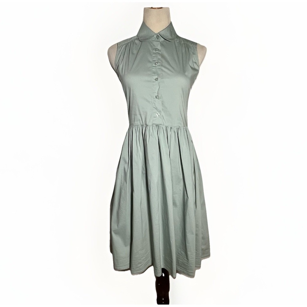 The Shirt Rochelle Behrens XS‎ Mint Green Sleeveless Dress Pockets Fit & Flare - Picture 2 of 9